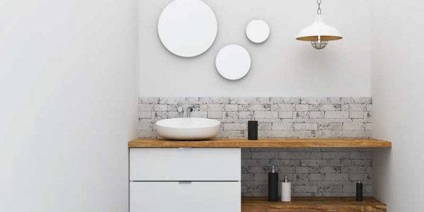 minimalist table counter inside a bathroom
